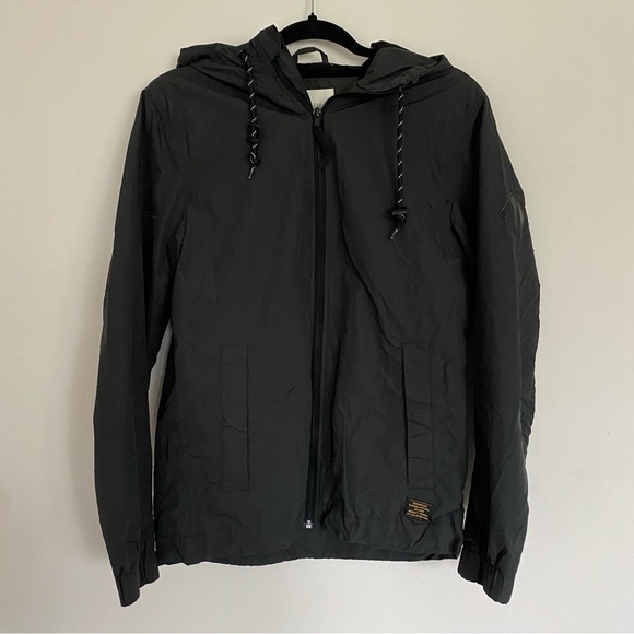 H&M Charcoal Grey Zip-Up Windbreaker Jacket With Hood - Picture 2 of 5